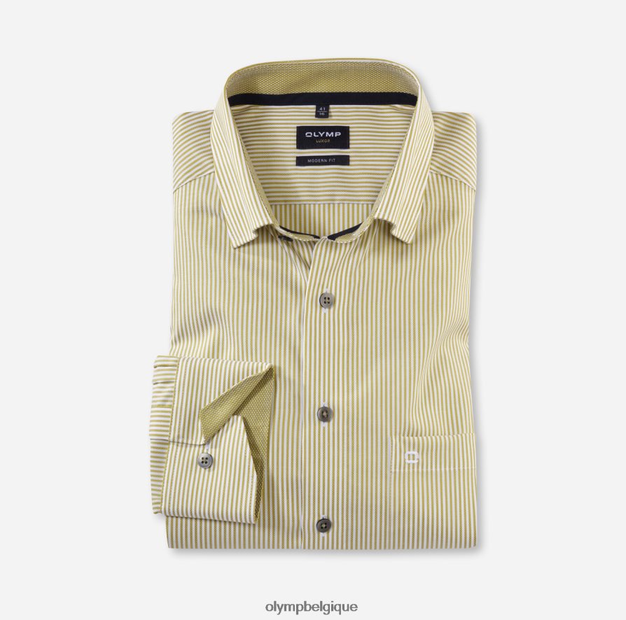 OLYMP FL8P6V1020 vêtements Luxor Modern Fit, chemise business, sous boutonnée, citron vert