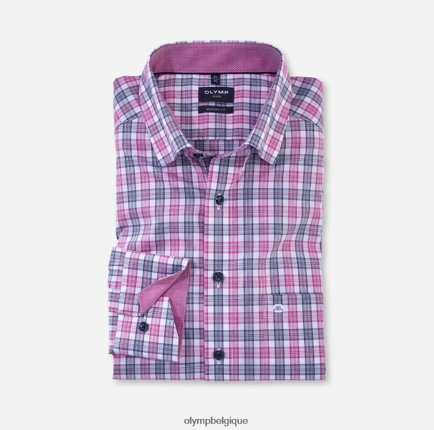 OLYMP FL8P6V1026 vêtements Luxor Modern Fit, chemise business, sous boutonnée, fuchsia
