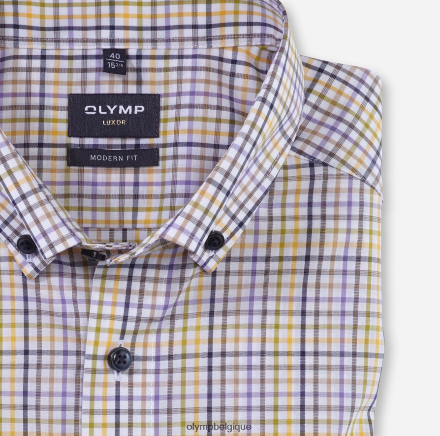 OLYMP FL8P6V1045 vêtements Luxor Modern Fit, chemise d'affaires, boutonnée, citron vert