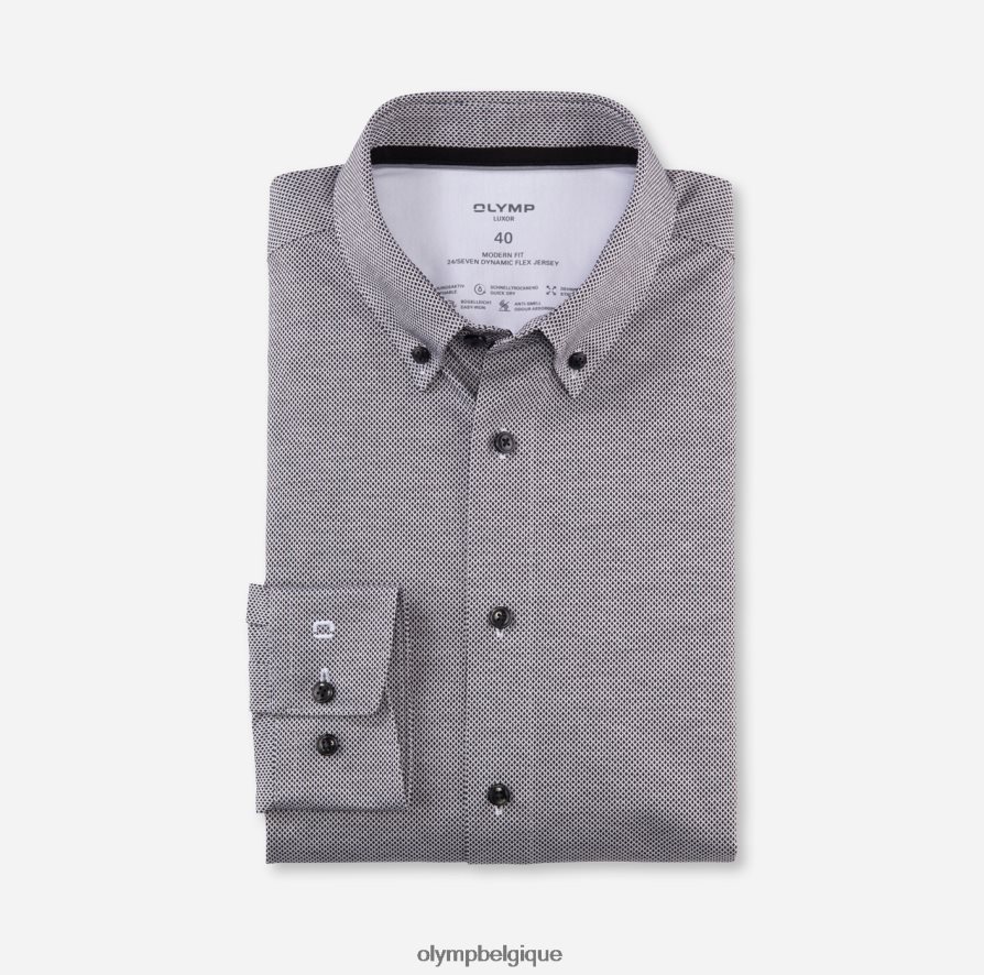 OLYMP FL8P6V1070 vêtements luxor 24/7 modern fit, chemise business, boutonnée, noir