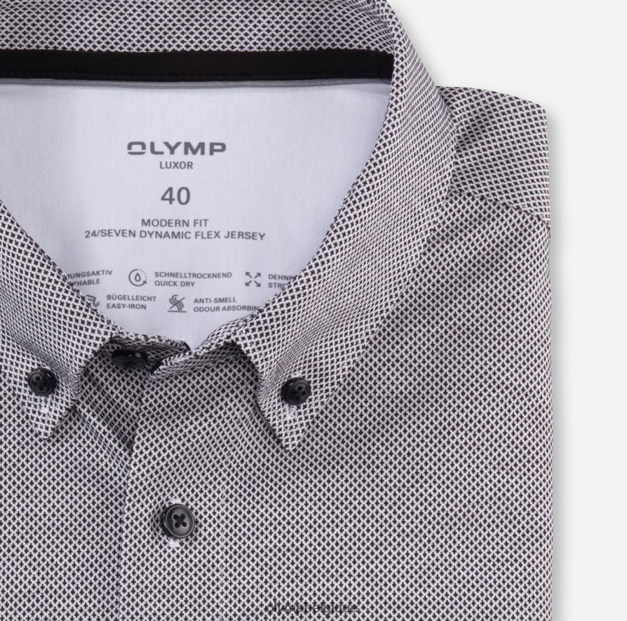 OLYMP FL8P6V1070 vêtements luxor 24/7 modern fit, chemise business, boutonnée, noir