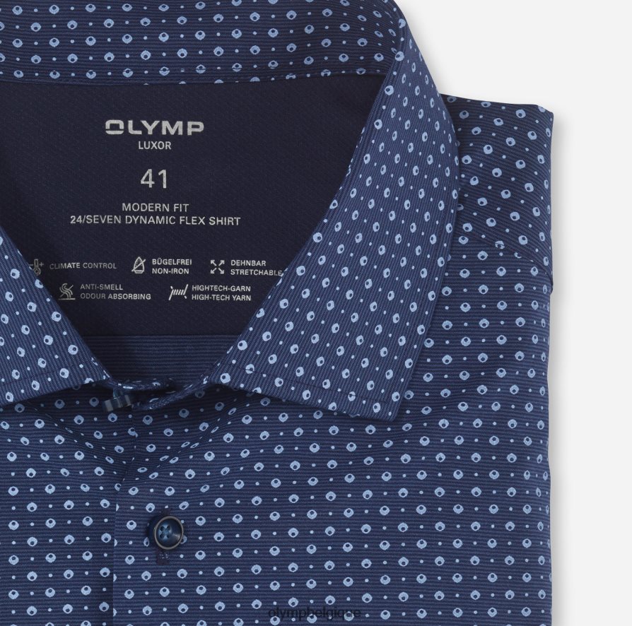OLYMP FL8P6V1103 vêtements luxor 24/7 coupe moderne, chemise d'affaires, global kent, marine