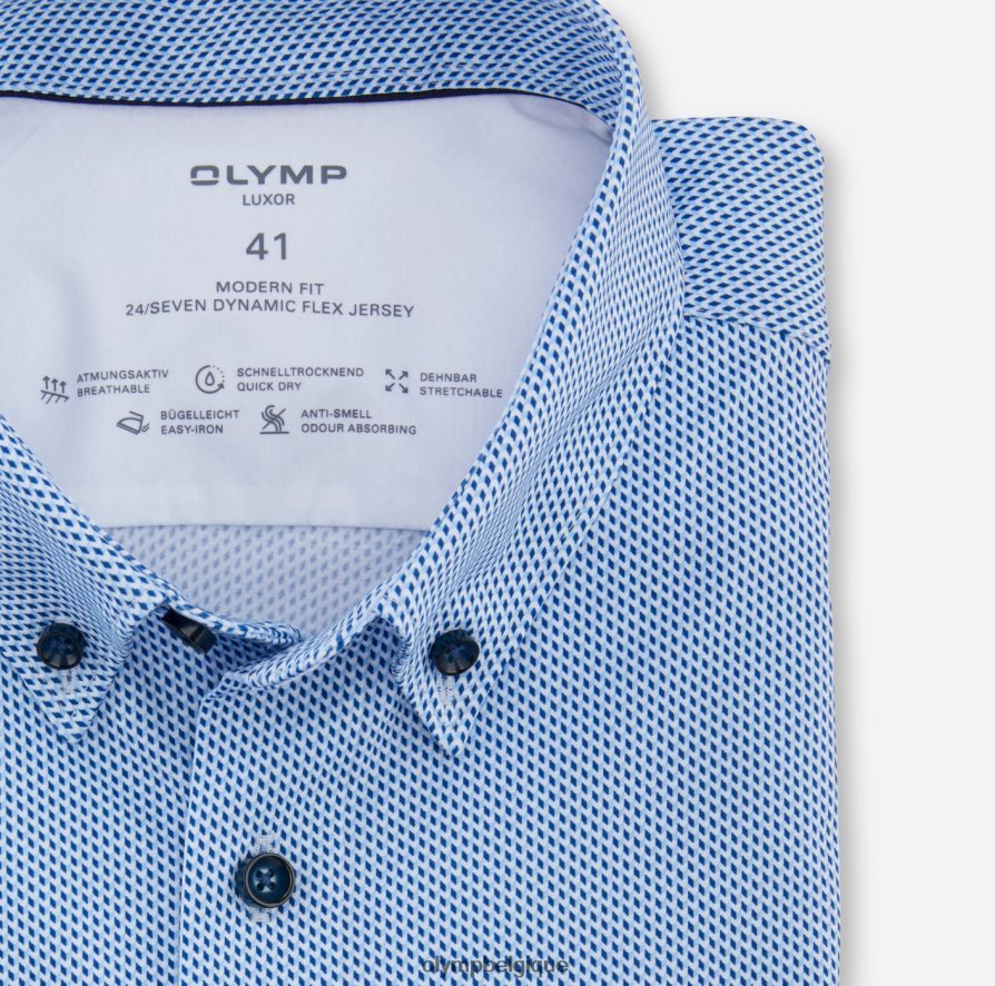 OLYMP FL8P6V1104 vêtements luxor 24/7 modern fit, chemise business, boutonnée, bleu