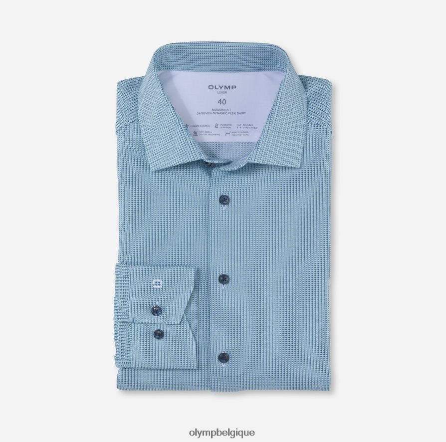 OLYMP FL8P6V1116 vêtements luxor 24/7 modern fit, chemise business, global kent, vert clair