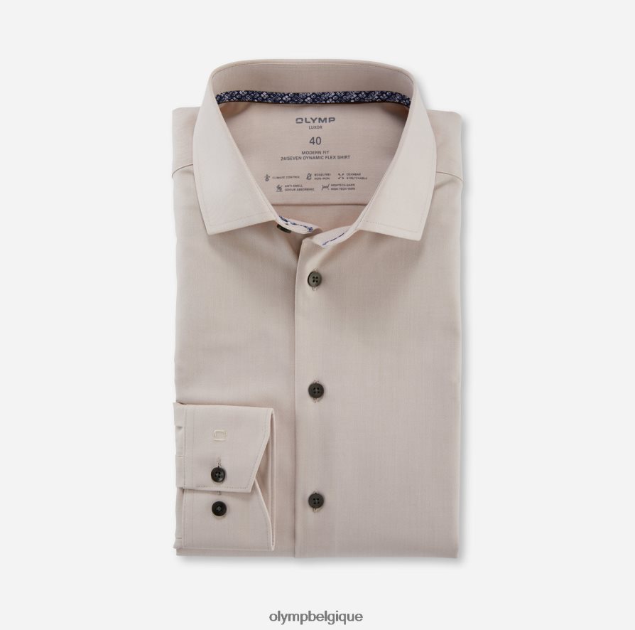 OLYMP FL8P6V1125 vêtements luxor 24/7 modern fit, chemise business, global kent, naturel