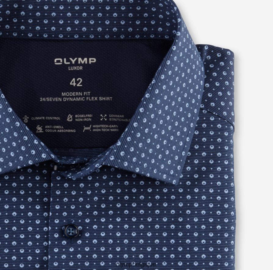 OLYMP FL8P6V1129 vêtements luxor 24/7 coupe moderne, chemise d'affaires, global kent, marine