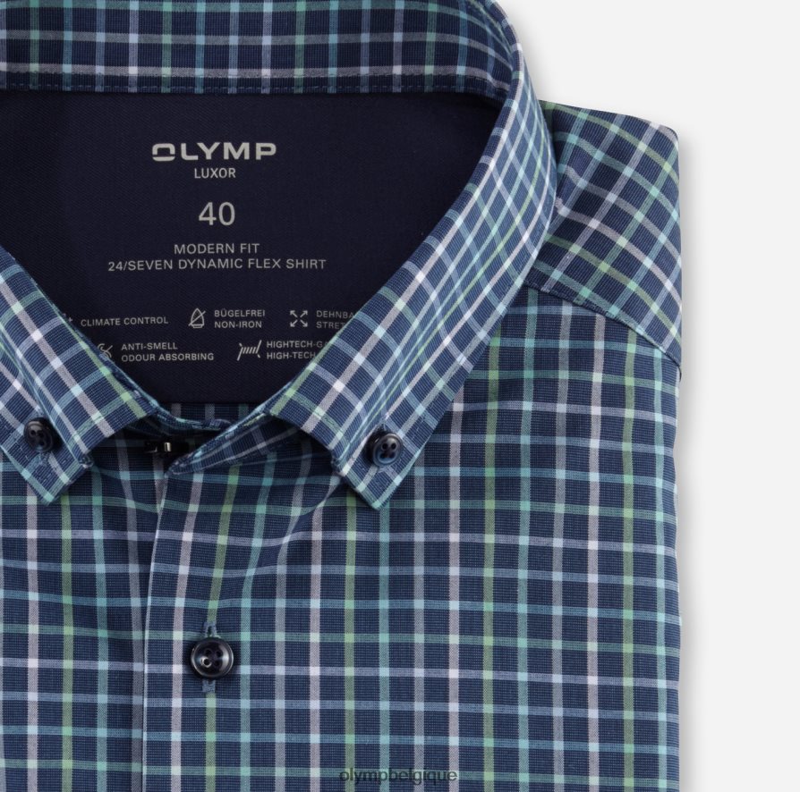 OLYMP FL8P6V1148 vêtements Luxor 24/7 Modern Fit, chemise business, boutonnée, vert clair