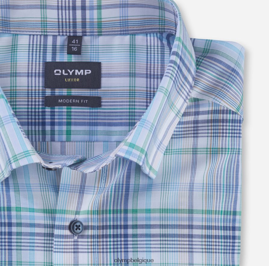 OLYMP FL8P6V1153 vêtements Luxor Modern Fit, chemise business, sous boutonnée, aqua