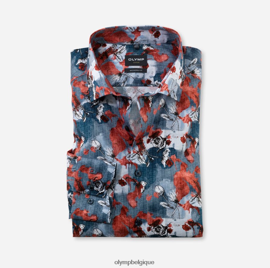 OLYMP FL8P6V1191 vêtements coupe moderne louxor, chemise d'affaires, global kent, rouge