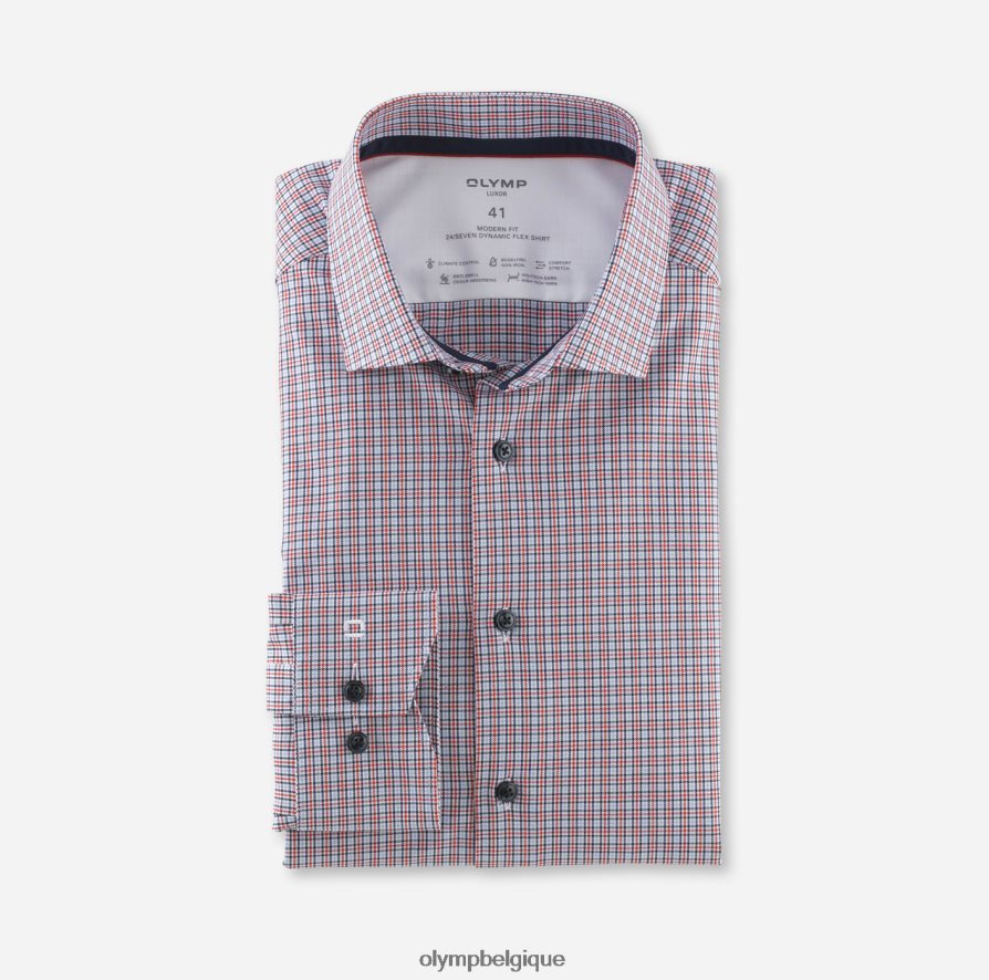 OLYMP FL8P6V1203 vêtements luxor 24/7 modern fit, chemise business, kent moderne, rouge