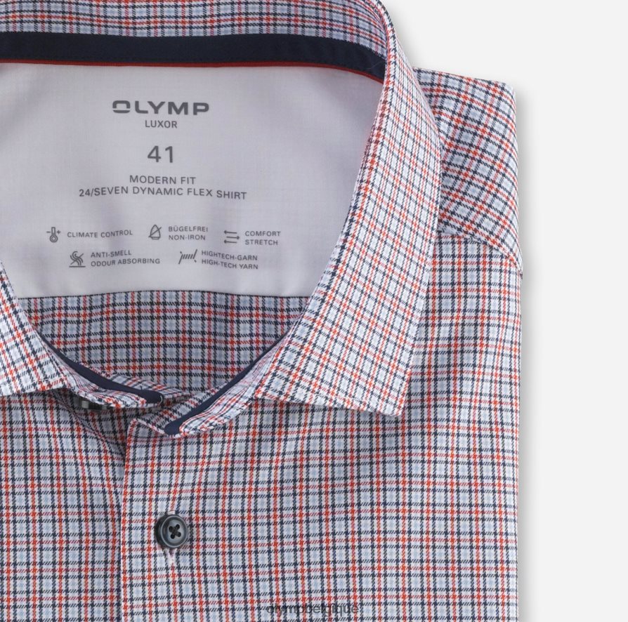 OLYMP FL8P6V1203 vêtements luxor 24/7 modern fit, chemise business, kent moderne, rouge