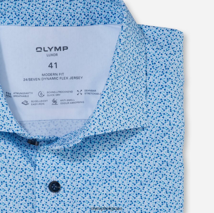 OLYMP FL8P6V1204 vêtements luxor 24/7 modern fit, chemise business, kent, aqua