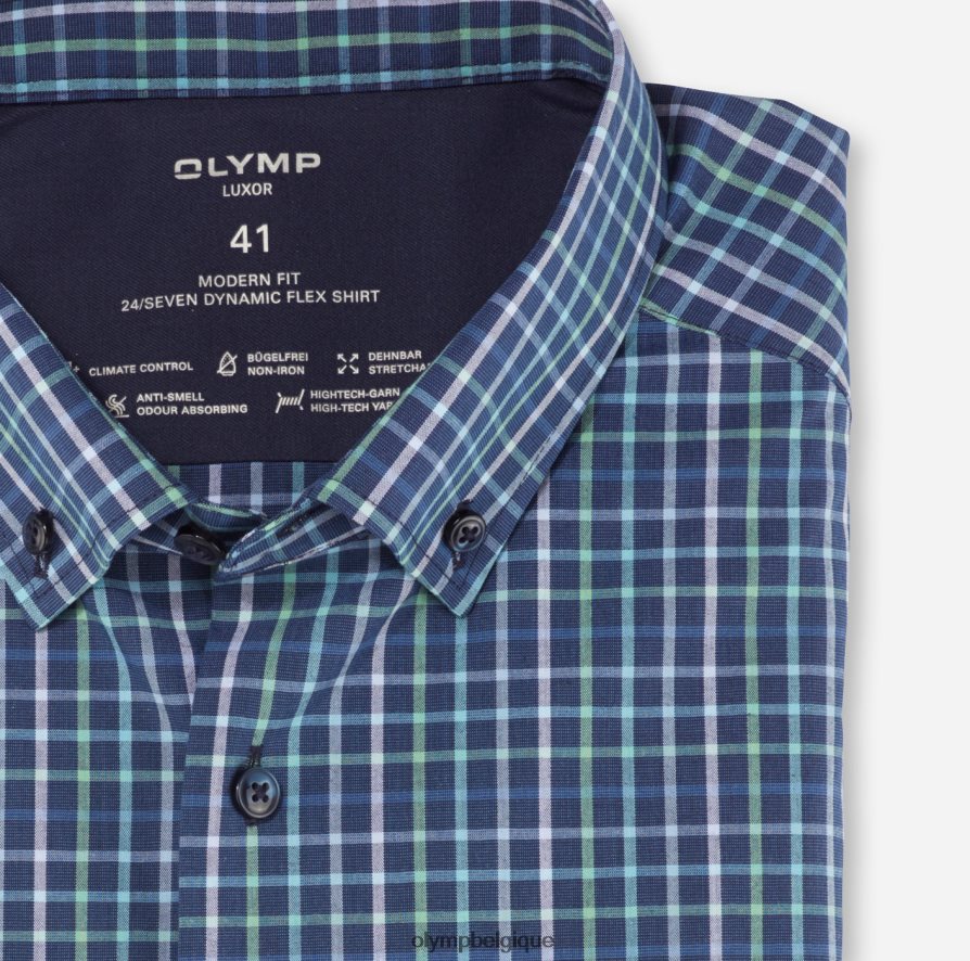 OLYMP FL8P6V1221 vêtements Luxor 24/7 Modern Fit, chemise business, boutonnée, vert clair