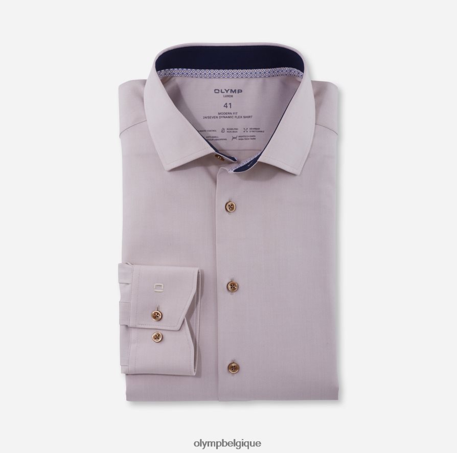 OLYMP FL8P6V1238 vêtements luxor 24/7 modern fit, chemise business, global kent, naturel