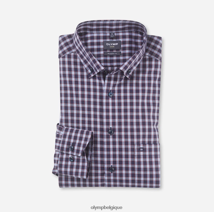 OLYMP FL8P6V1254 vêtements Luxor Modern Fit, chemise business, boutonnée, rouge