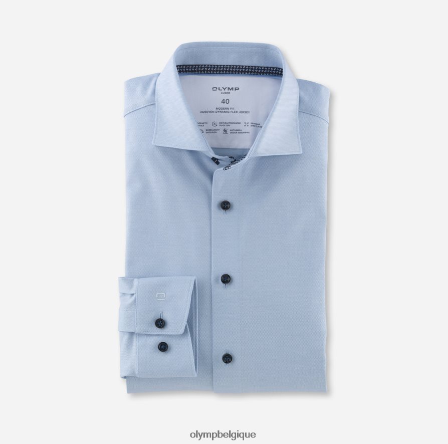 OLYMP FL8P6V1257 vêtements luxor 24/7 modern fit, chemise business, kent, bleu