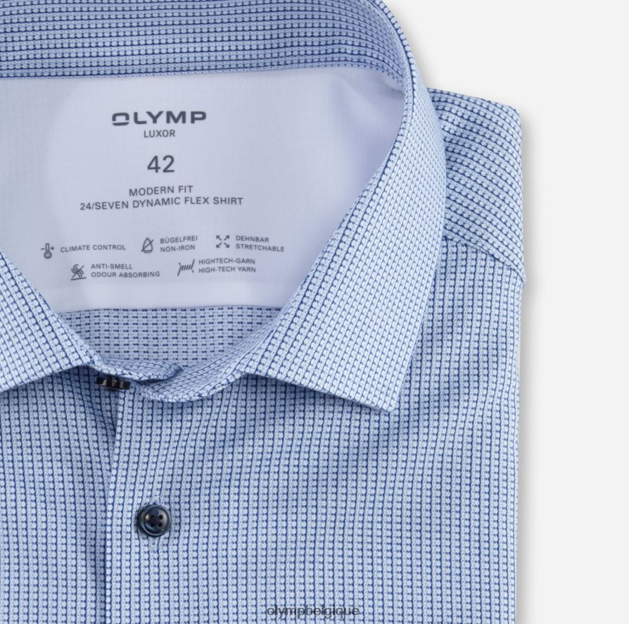 OLYMP FL8P6V1259 vêtements luxor 24/7 modern fit, chemise business, global kent, bleu