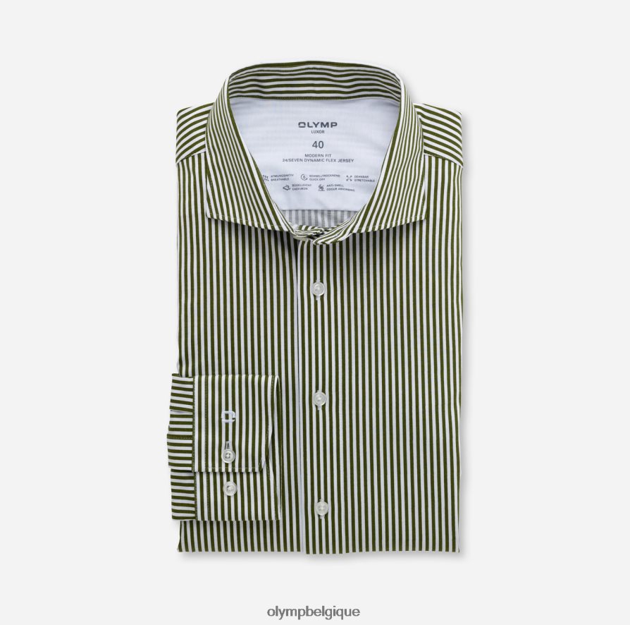 OLYMP FL8P6V1319 vêtements luxor 24/7 modern fit, chemise business, kent, olive