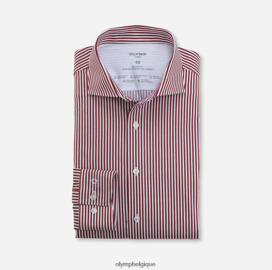 OLYMP FL8P6V1343 vêtements luxor 24/7 modern fit, chemise business, kent, rouge