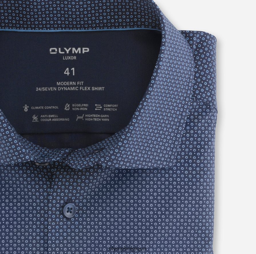 OLYMP FL8P6V1345 vêtements luxor 24/7 coupe moderne, chemise d'affaires, global kent, marine