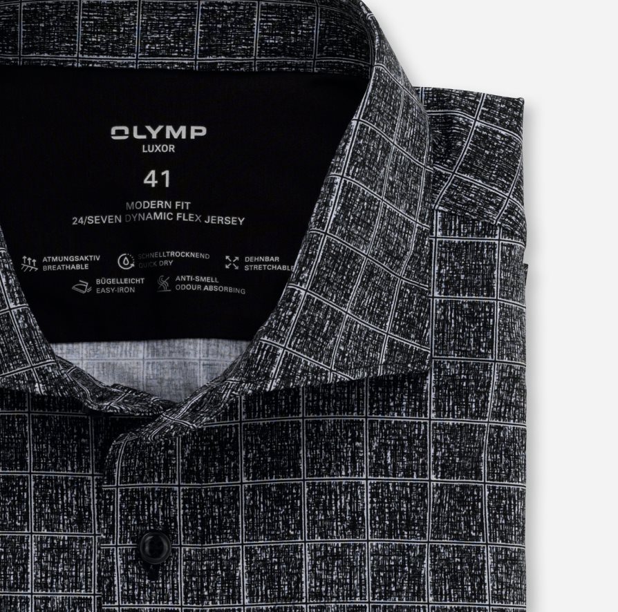 OLYMP FL8P6V1352 vêtements luxor 24/7 modern fit, chemise business, kent, noir