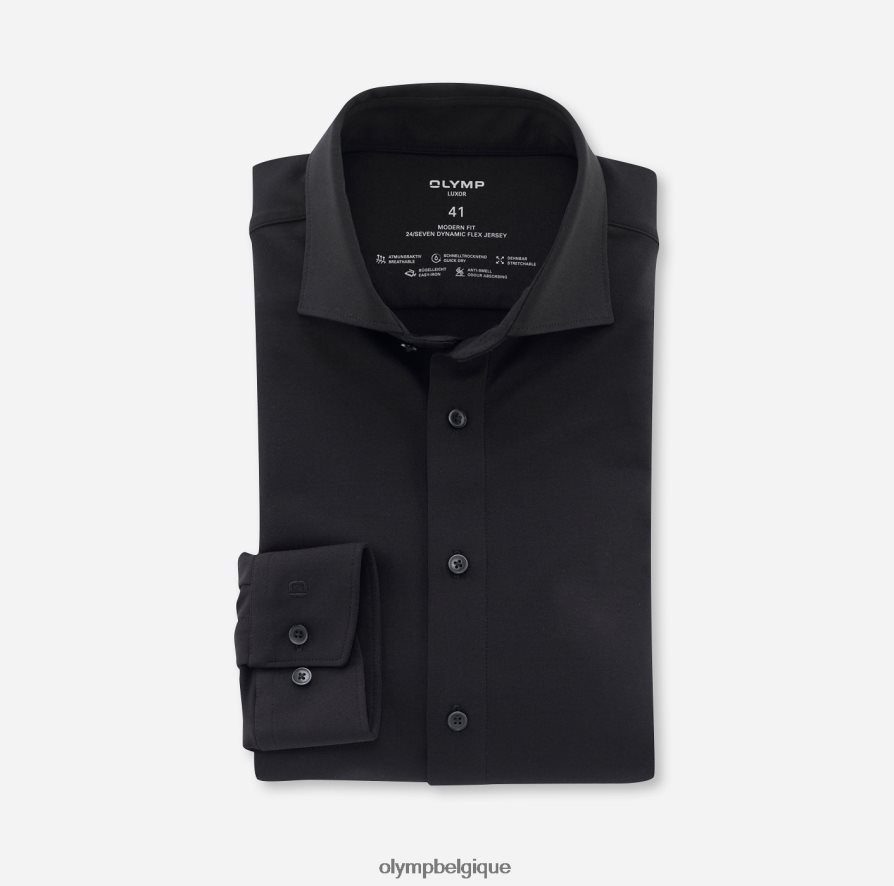 OLYMP FL8P6V1411 vêtements luxor 24/7 modern fit, chemise business, manches longues extra longues, kent, noir