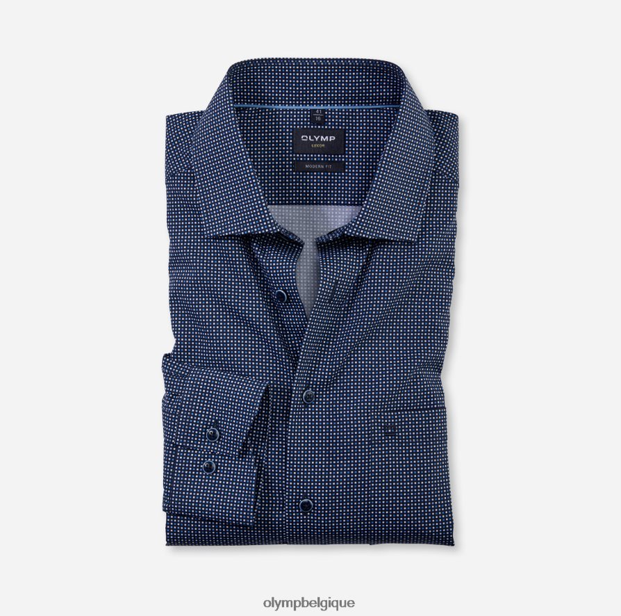 OLYMP FL8P6V1418 vêtements coupe moderne louxor, chemise d'affaires, manches longues extra longues, kent mondial, marine