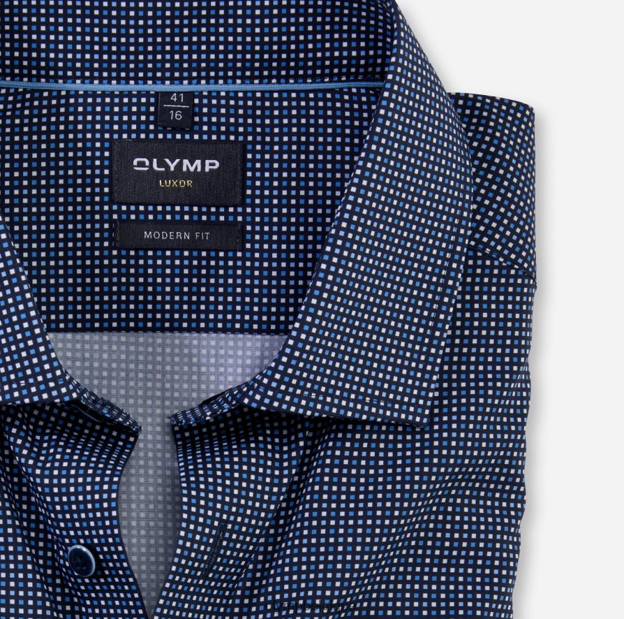OLYMP FL8P6V1418 vêtements coupe moderne louxor, chemise d'affaires, manches longues extra longues, kent mondial, marine