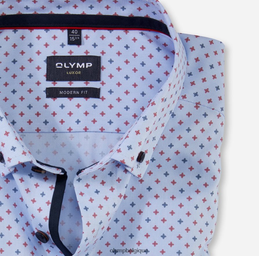 OLYMP FL8P6V1428 vêtements Luxor Modern Fit, chemise d'affaires, manches longues extra longues, boutonnée, rouge