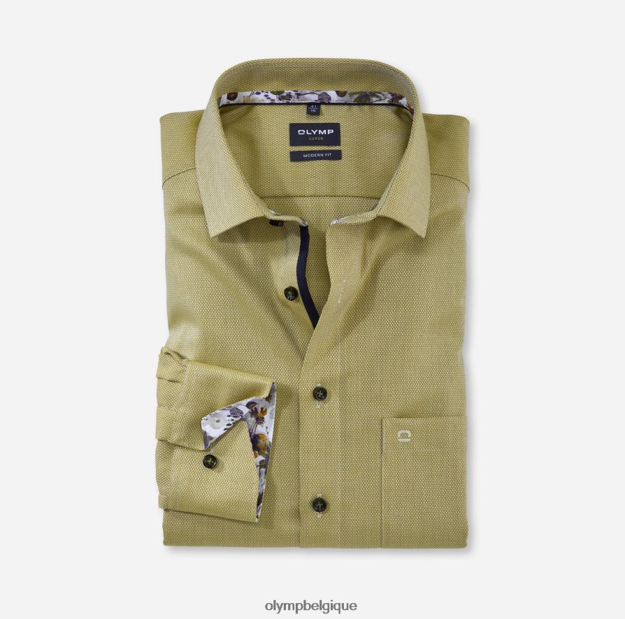 OLYMP FL8P6V1462 vêtements coupe moderne louxor, chemise d'affaires, manches extra courtes, kent mondial, citron vert