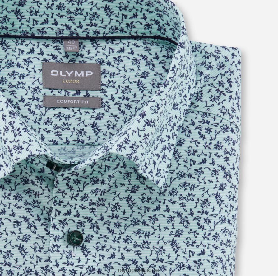 OLYMP FL8P6V1537 vêtements Luxor Comfort Fit, chemise business, sous boutonnée, vert clair