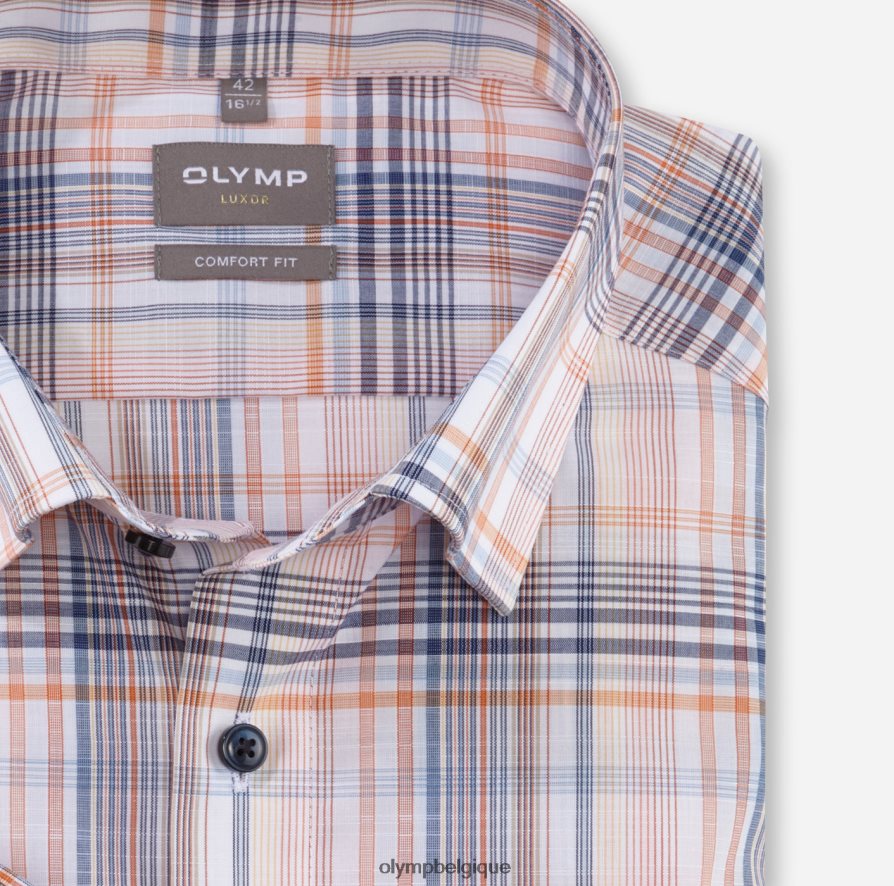 OLYMP FL8P6V1542 vêtements Luxor Comfort Fit, chemise business, sous boutonnée, mandarine