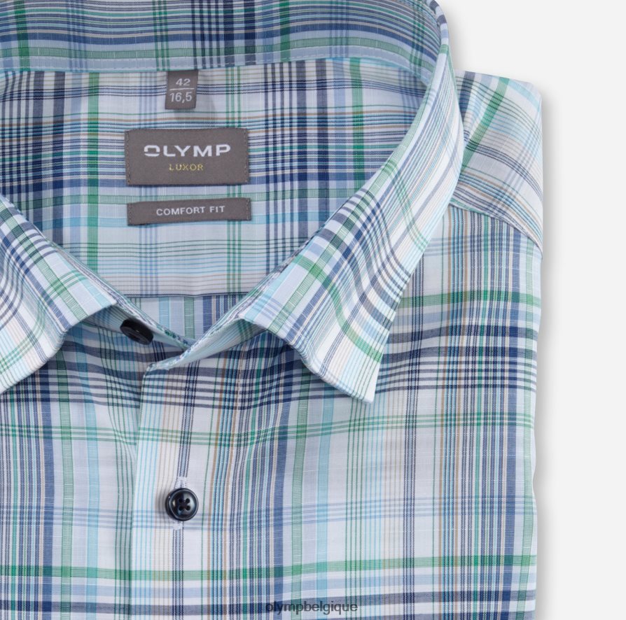 OLYMP FL8P6V1567 vêtements Luxor Comfort Fit, chemise business, sous boutonnée, aqua