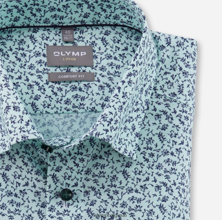 OLYMP FL8P6V1619 vêtements Luxor Comfort Fit, chemise business, sous boutonnée, vert clair