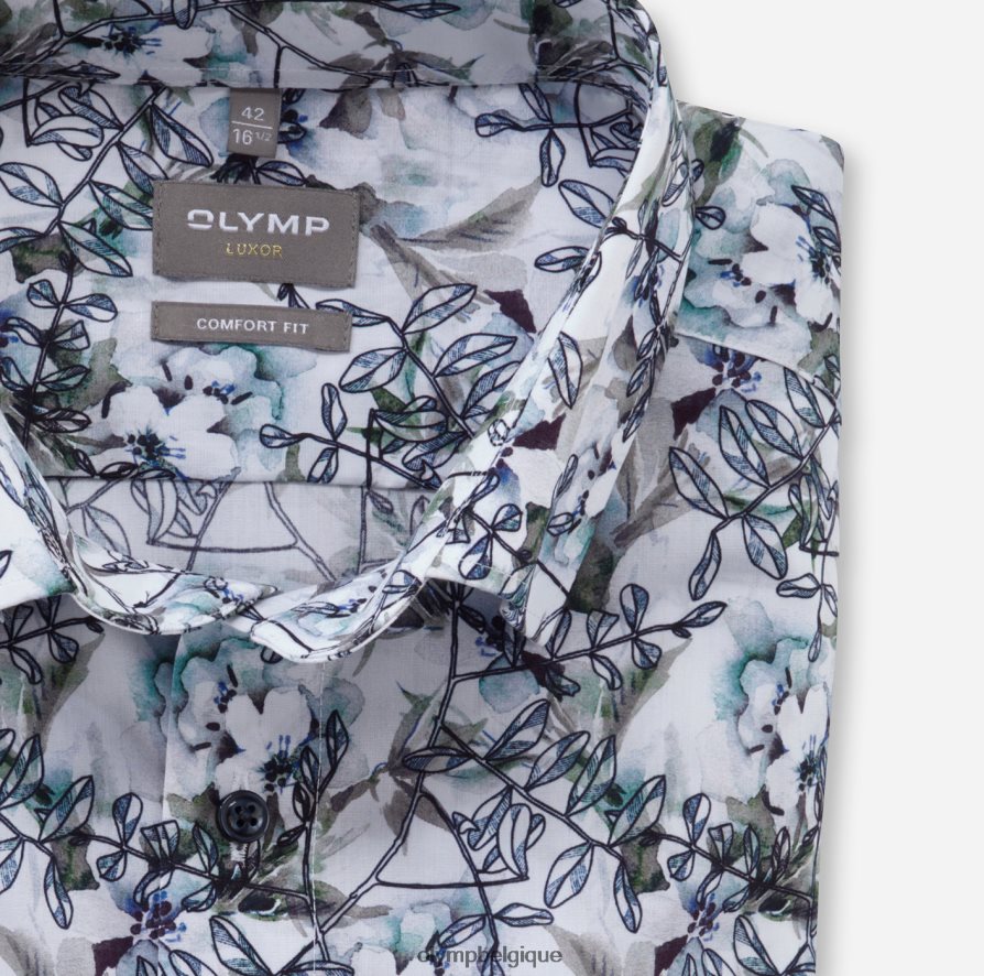 OLYMP FL8P6V1624 vêtements Luxor Comfort Fit, chemise business, sous boutonnée, aqua