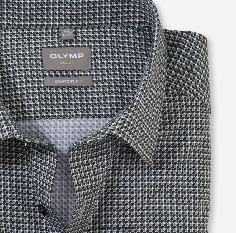 OLYMP FL8P6V1657 vêtements Luxor Comfort Fit, chemise d'affaires, New Kent, olive