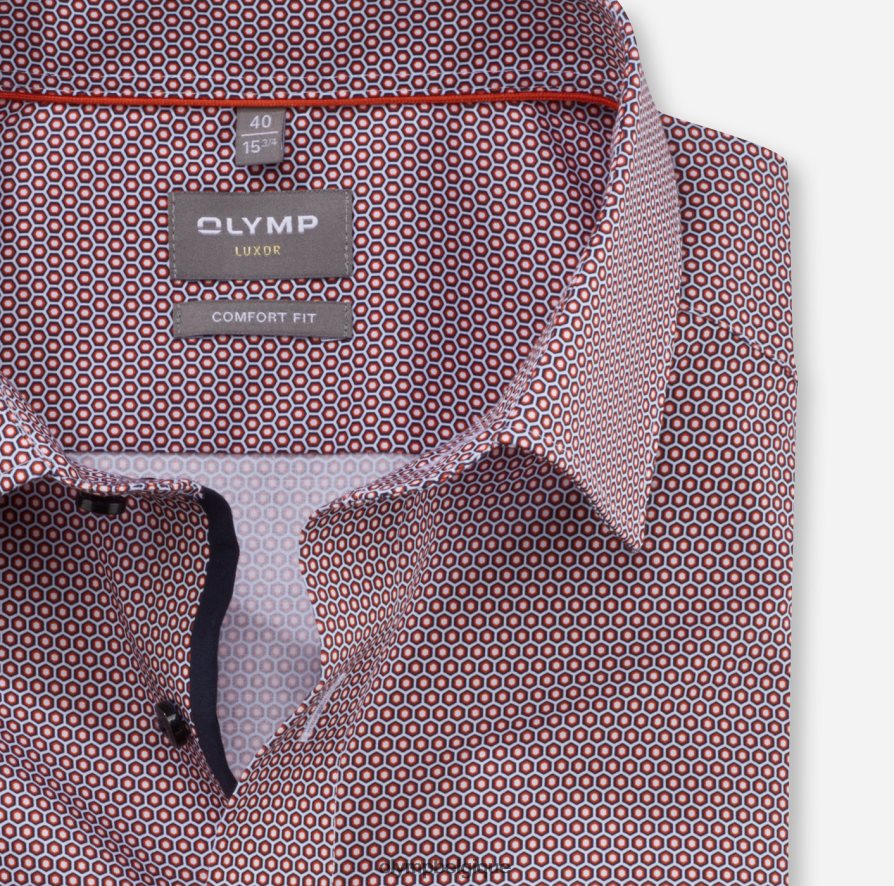 OLYMP FL8P6V1665 vêtements Luxor Comfort Fit, chemise d'affaires, New Kent, rouge orange