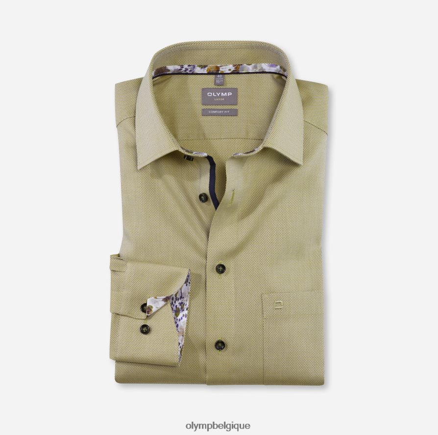OLYMP FL8P6V1697 vêtements Luxor Comfort Fit, chemise d'affaires, manches longues extra longues, New Kent, citron vert
