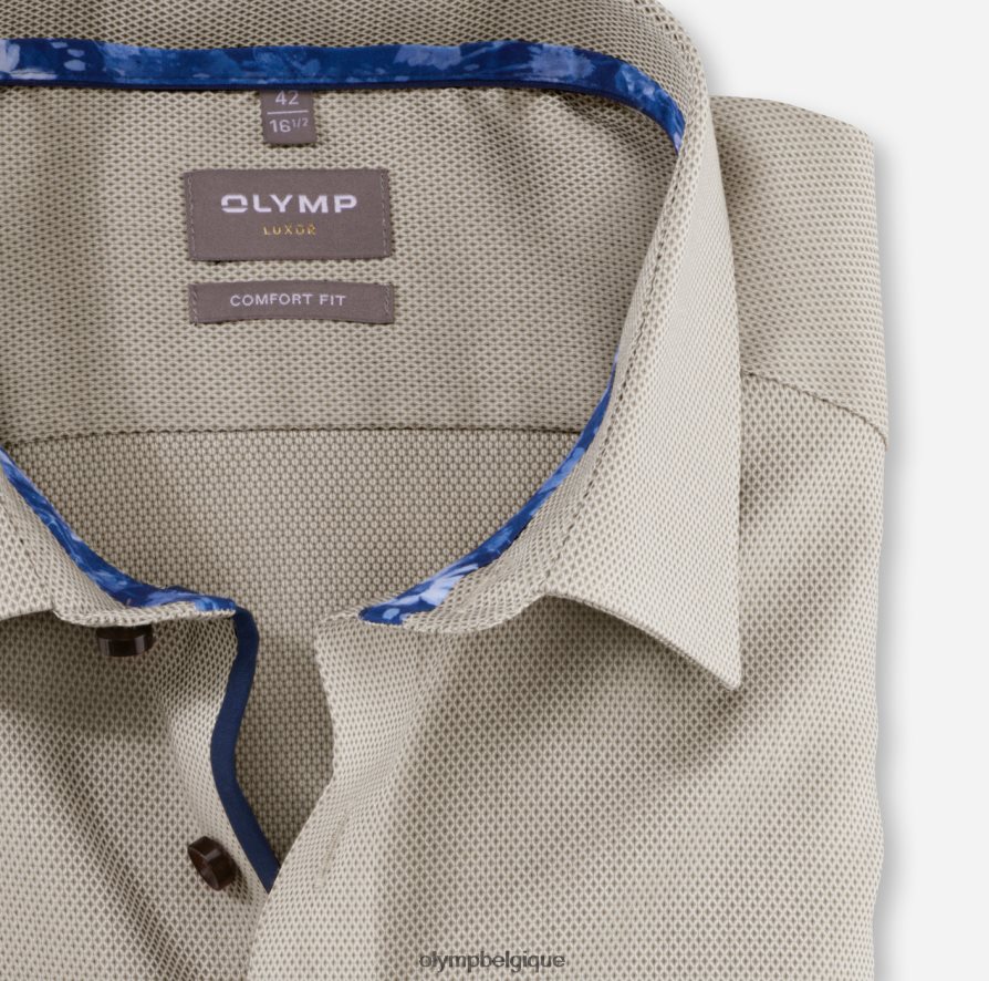 OLYMP FL8P6V1698 vêtements Luxor Comfort Fit, chemise d'affaires, manches longues extra longues, New Kent, naturel