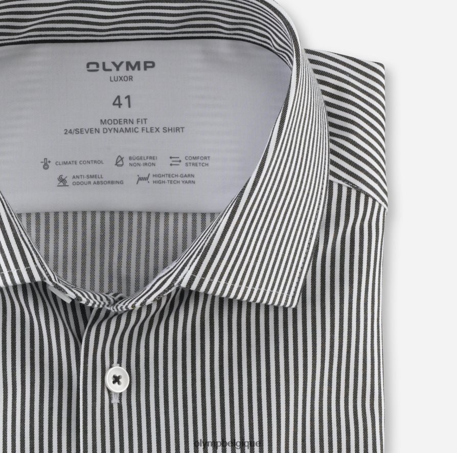 OLYMP FL8P6V921 vêtements luxor 24/7 modern fit, chemise business, global kent, noir
