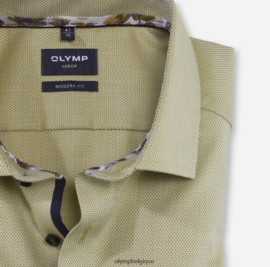OLYMP FL8P6V990 vêtements coupe moderne louxor, chemise d'affaires, kent mondial, citron vert