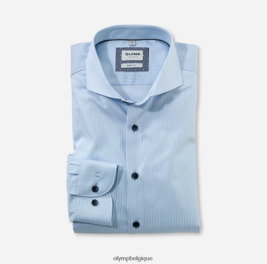 OLYMP FL8P6V342 vêtements body fit niveau cinq, chemise business, pan coupé, bleu