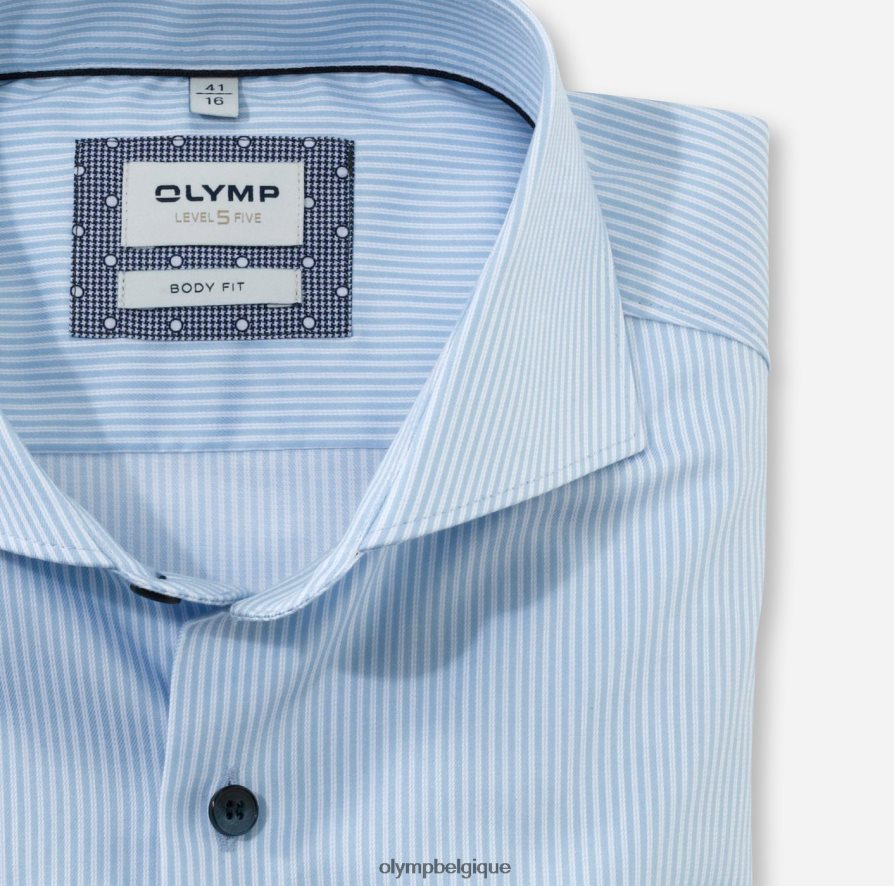OLYMP FL8P6V342 vêtements body fit niveau cinq, chemise business, pan coupé, bleu