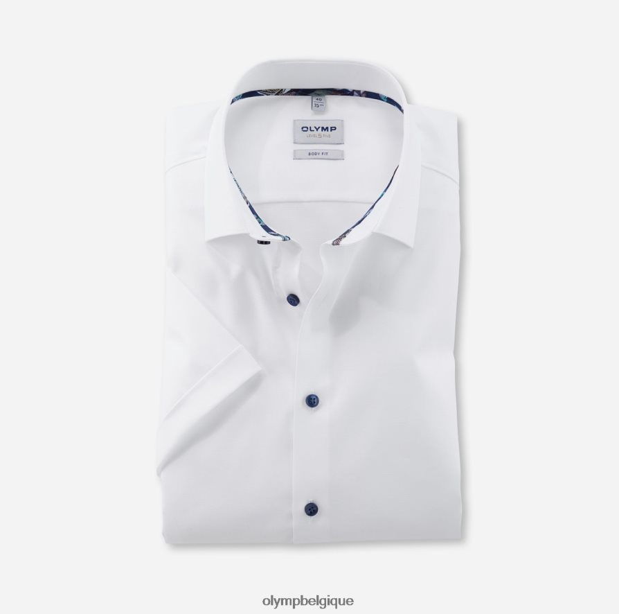 OLYMP FL8P6V345 vêtements coupe corporelle niveau cinq, chemise d'affaires, new york kent, blanc