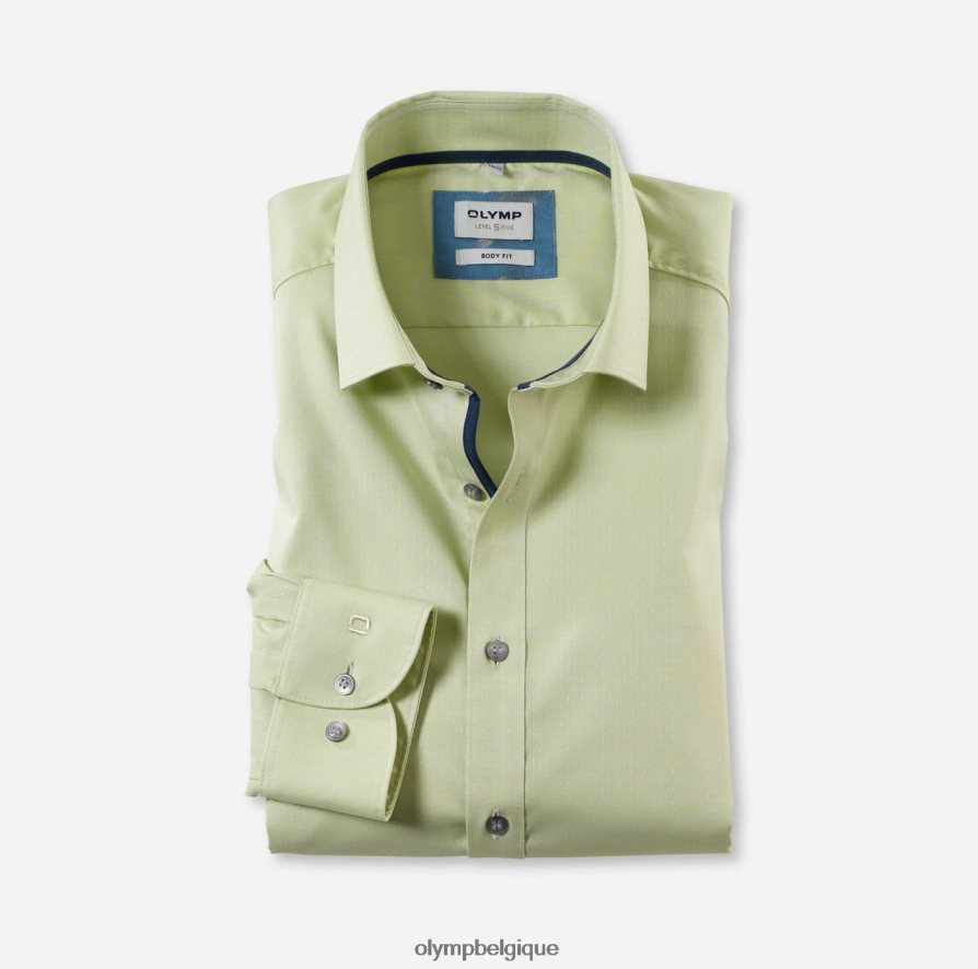 OLYMP FL8P6V351 vêtements coupe corporelle niveau cinq, chemise d'affaires, kent moderne, citron vert