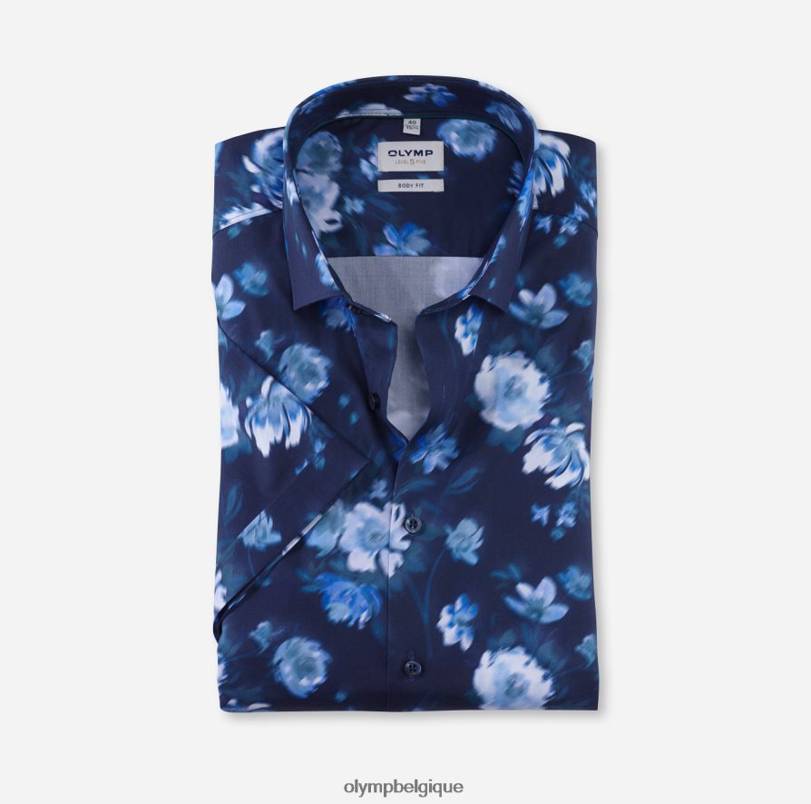 OLYMP FL8P6V366 vêtements coupe corporelle niveau cinq, chemise d'affaires, kent moderne, bleu fumée