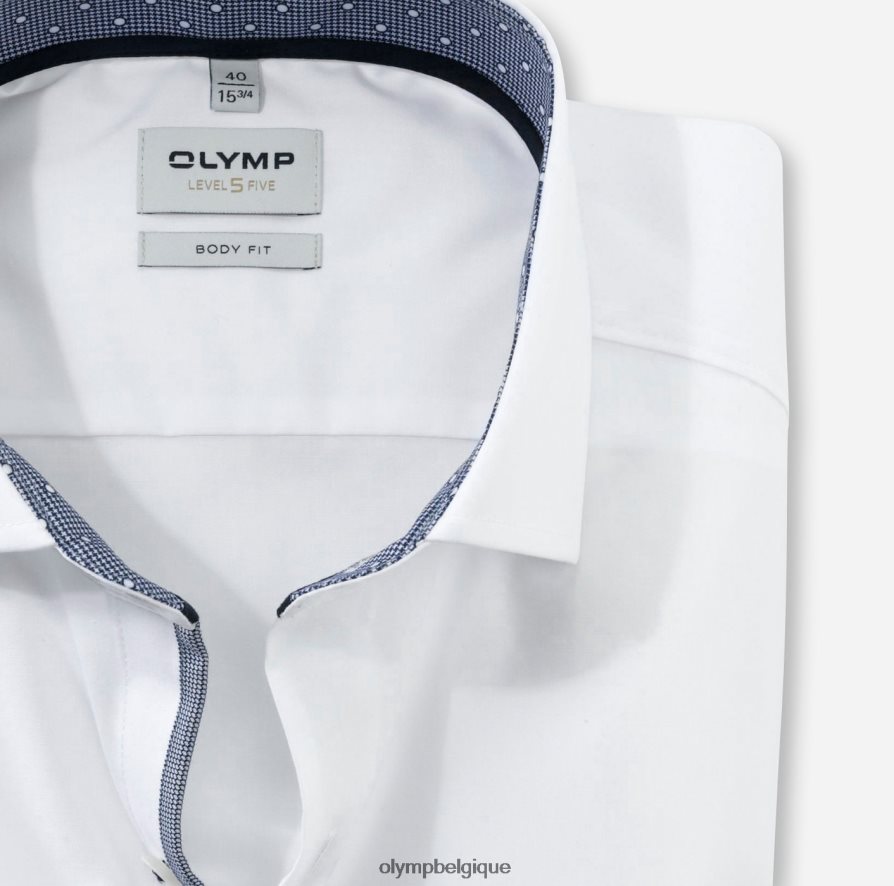 OLYMP FL8P6V382 vêtements coupe corporelle niveau cinq, chemise d'affaires, royal kent, blanc