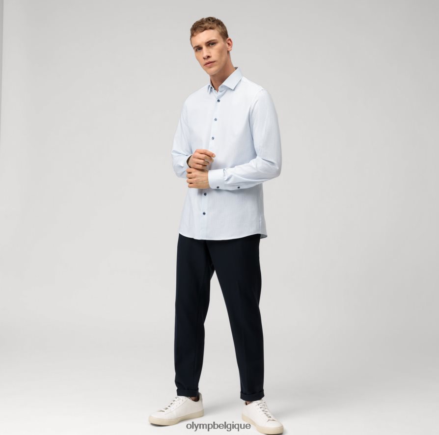 OLYMP FL8P6V398 vêtements niveau cinq 24/7 body fit, chemise business, kent moderne, bleu