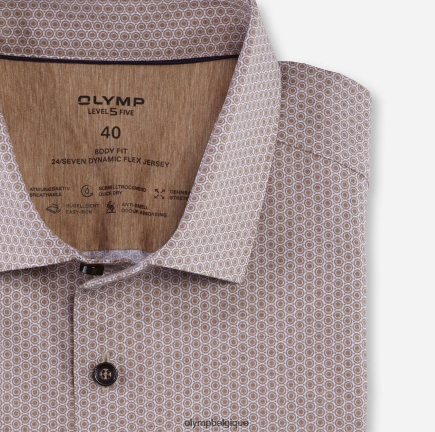 OLYMP FL8P6V415 vêtements niveau cinq 24/7 body fit, chemise d'affaires, kent moderne, naturel