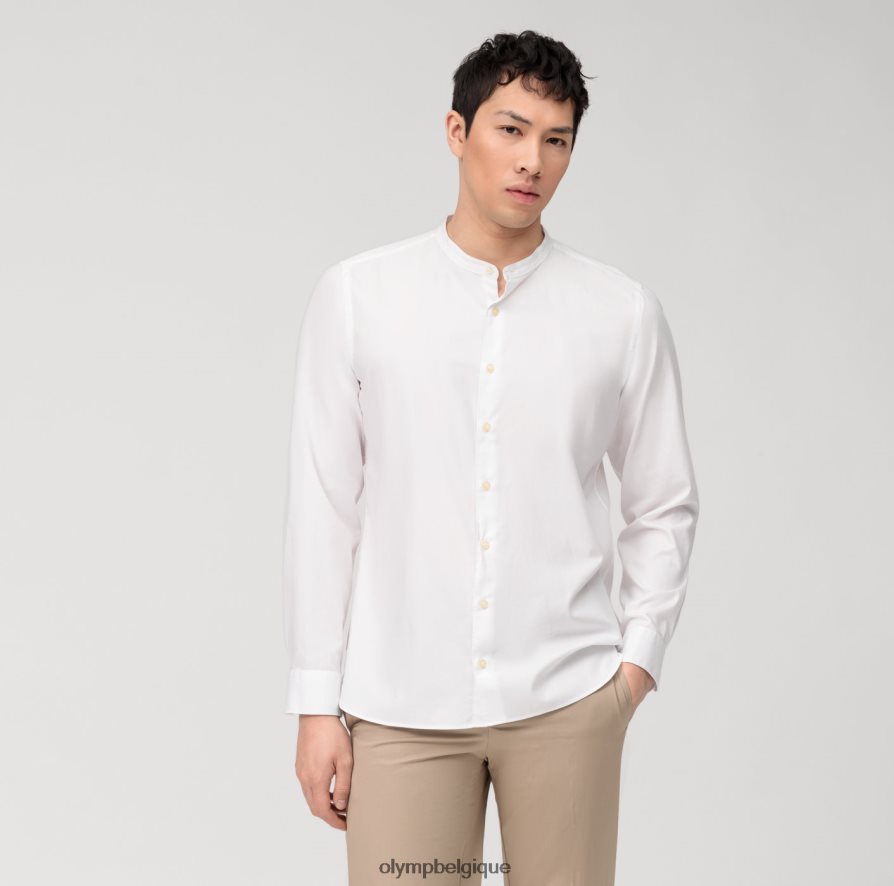 OLYMP FL8P6V424 vêtements niveau cinq vêtement lavé body fit, chemise business, col montant, blanc